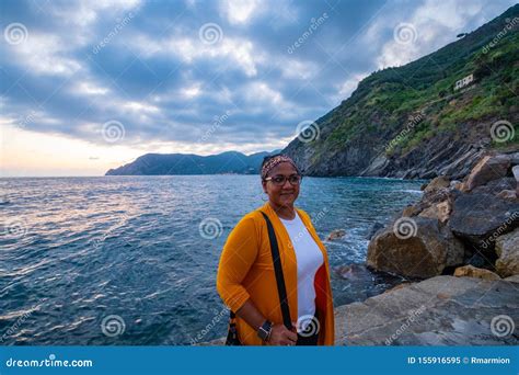 Woman On Vacation In Cinque Terre Italy Stock Image Image Of Relaxed