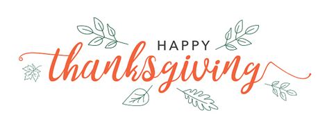 Happy Thanksgiving Calligraphy Text With Illustrated Green Leaves Over