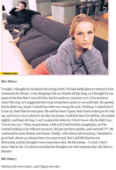 I had a bad headache yesterday, that's why i didn't come to see you. Her diary his diary motorcycle won't start can't figure ...