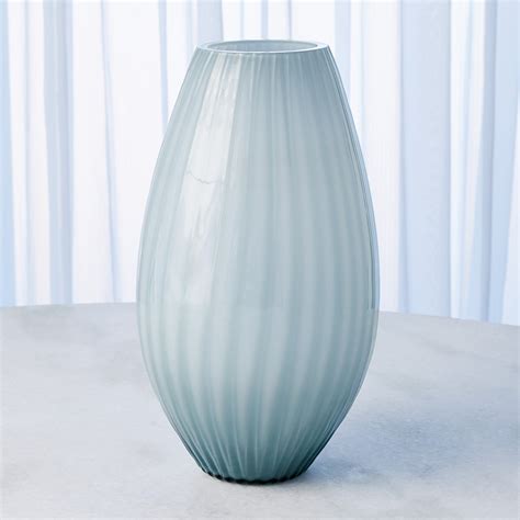 Cased Glass Stripe Vase Blue Grey