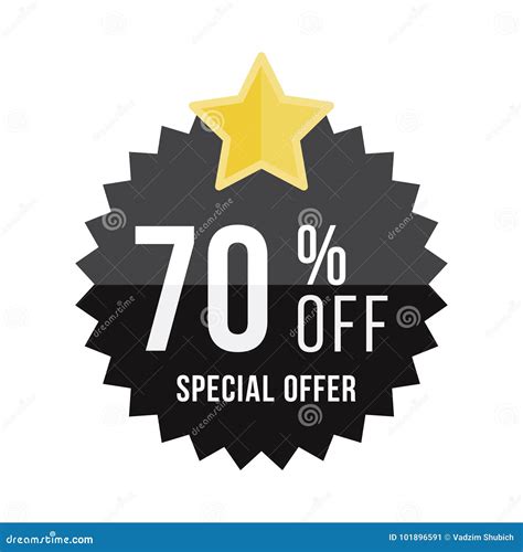 Black Sticker And Star With 70 Off Discount Template Of The Emblem