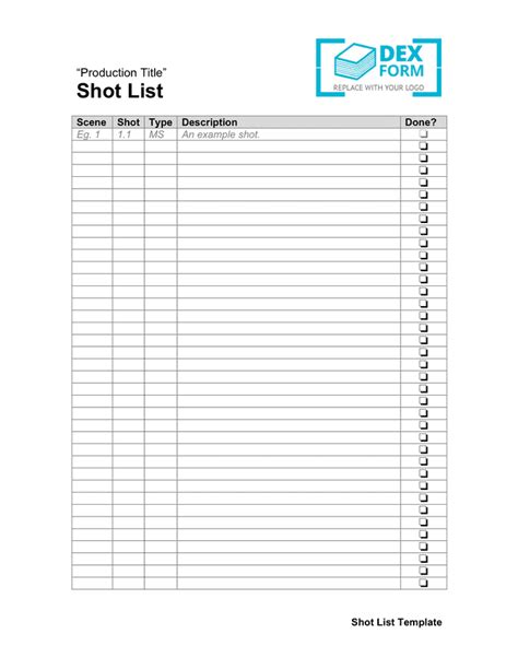 Shot List Template Download Free Documents For PDF Word And Excel