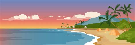 Tropical Sandy Beach Flat Color Vector Illustration 1815450 Vector Art