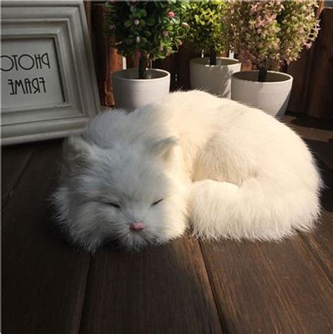 Simulation Sleeping Cat Lifelike Plush Kitten Fur Furry Animal Figurine