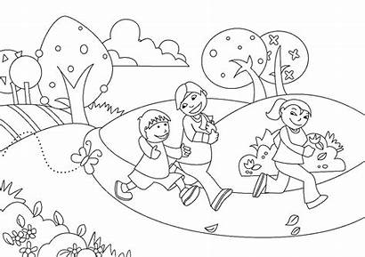 Gambar Lukisan Taman Mewarnai Anak Bermain Jogging