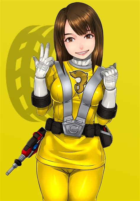 Sakuradou Rouyama Saki Engine Sentai Go Onger Super Sentai Highres 1girl Belt Bodysuit