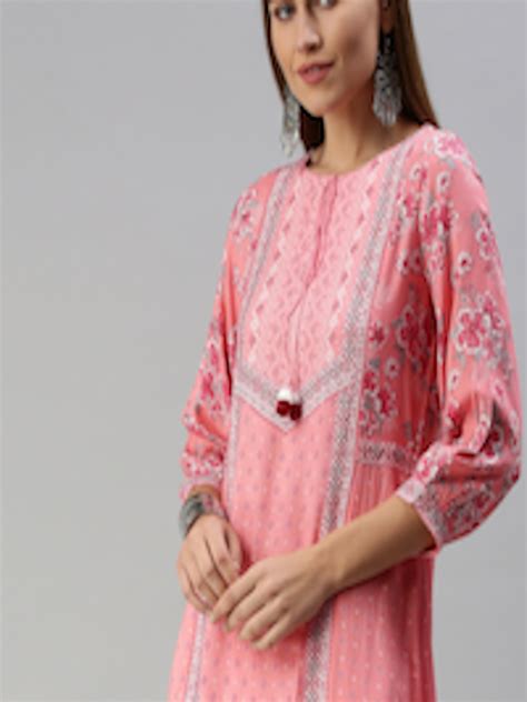 Buy Global Desi Women Pink Ethnic Motifs Printed Straight Kurta Kurtas For Women 13464096 Myntra
