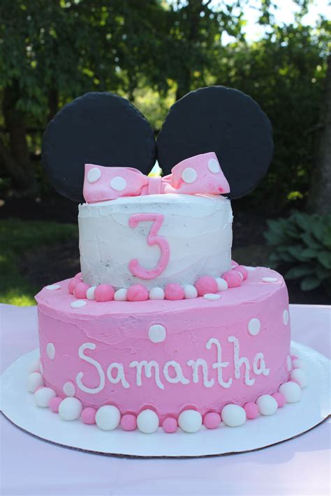 Minnie Mouse 3rd Birthday Cake Ears Are Rice Krispie Treats Minnie Birthday Party 3rd