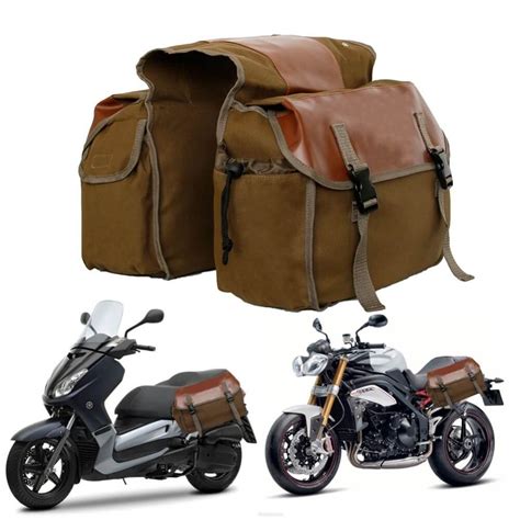 Canvas Motorcycle Saddle Bags Waterproof Saddlebags Luggage Bags Trave
