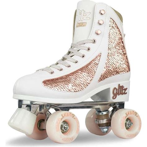 Crazy Skates Disco Glitz Sequin Size Adjustable Roller Skates Rose Gold