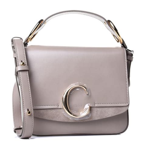 Chloe Calfskin Small C Double Carry Motty Grey Fashionphile