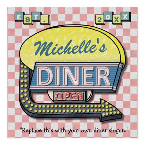 Large Create Your Own Custom Retro 50s Diner Sign Diner