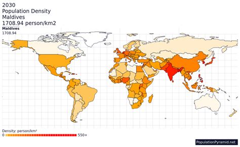 population density maldives 2030