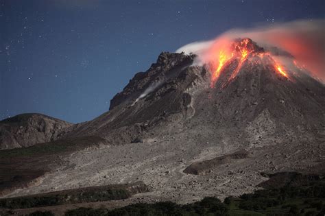 Glowing Dome Of Soufriere Hills Volcano Montserrat Lava Dome