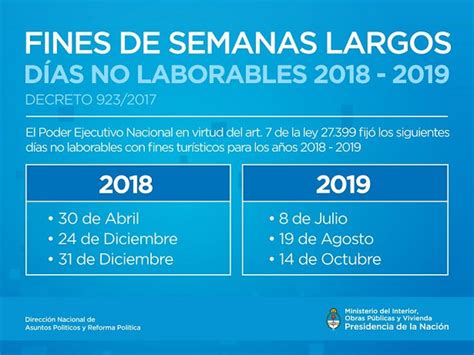 Se Definió El Calendario De Fines De Semana Largos Para 2018 Y 2019