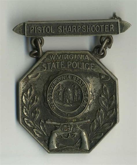 Vintage West Virginia Wv State Police Pistol Sharpshooter Metal Pin
