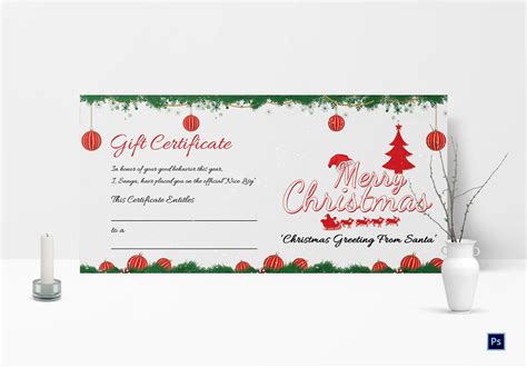 Edit the text and add a logo or image. Printable Merry Christmas Gift Certificate Template in ...