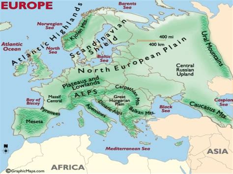 Europe Physical Features Map Labeled