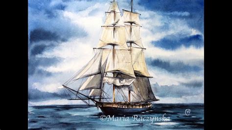 Patreon Only Watercolor Tall Ship In The Ocean Real Time Tall Ships