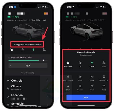 Tesla App Update Custom Quick Controls And More Unlock Supercharger