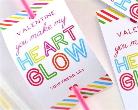 You Make My Heart Glow Neon Valentine For Glow Stick Party Etsy