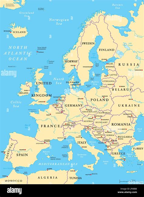 Political Europe Continent European Union Eurasia Map Atlas Map