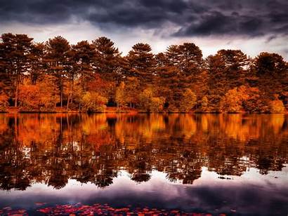 Autumn Sky Fall Reflection Forest Trees Shore