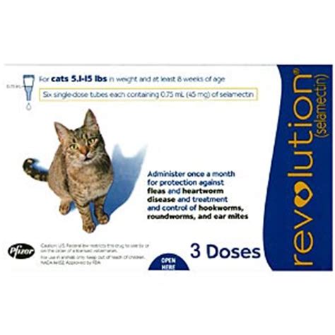 Your cat will be protected for 5 weeks. Revolution Flea Control for Cats 5-15 lbs, 3 Pack (Blue ...