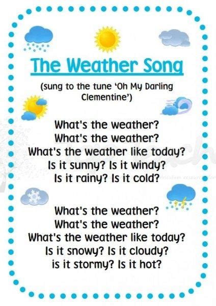 Calendar math: weather song | Classroom songs, Kindergarten songs