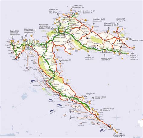 Croacia Mapa De Carreteras Detallado Mapa De Carreteras De Croacia En
