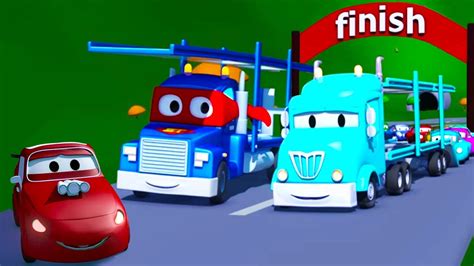 Carl The Super Truck And The Car Carrier In Car City Trucks Cartoon