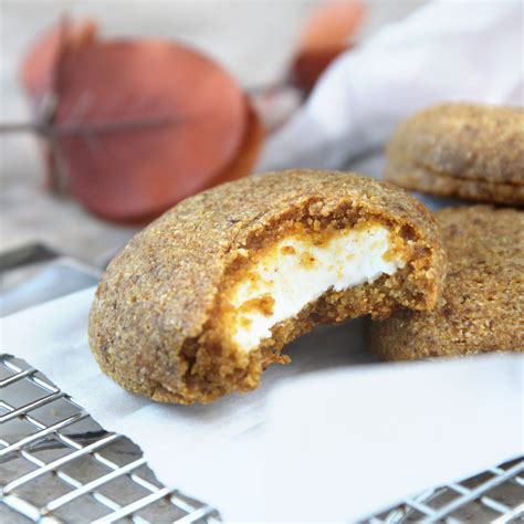 Easy Cream Cheese Stuffed Pumpkin Cookies Made With Almond Flour All