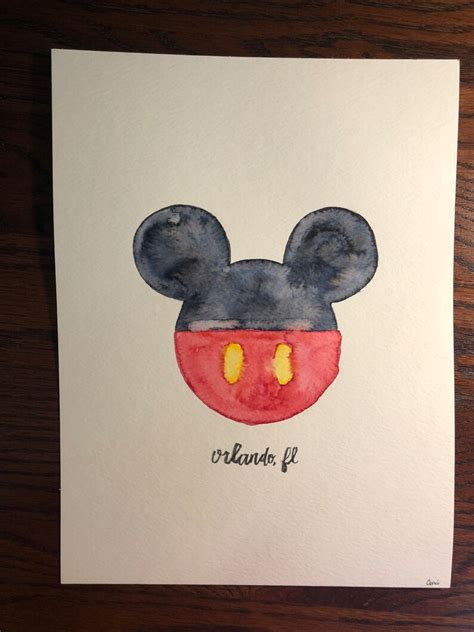 Mickey Mouse Head Watercolor Etsy