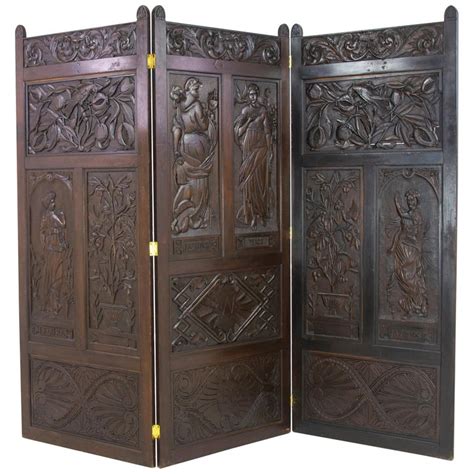 Antique Room Divider Privacy Screen Carved Partition