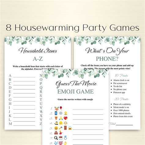 8 Printable Housewarming Party Games New Home Party Games Etsy