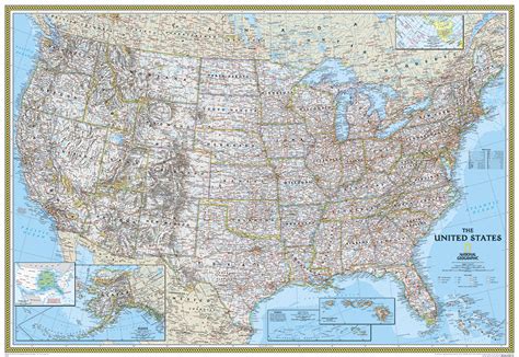 Stany Zjednoczone Usa Mapa ścienna Fizyczno Polityczna 12 815 000