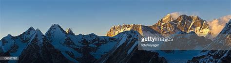 Mt Everest Golden Sunset Panorama Lhotse Nuptse Mountain Peaks