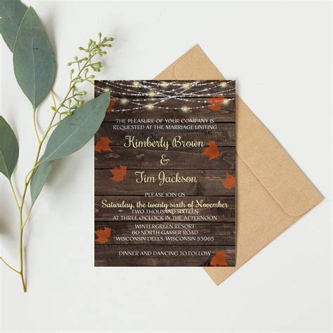 Rustic Fall Wedding Invitation Printable Barn Wedding Etsy