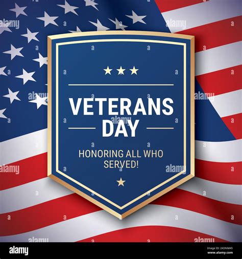 Veterans Day Postcard Vector Design With Greeting Text And Shield On A