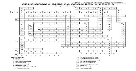 Crucigrama Química Orgánica Unidad 3 1 Pdf Document