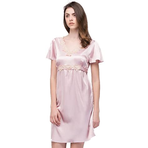 Luxurious Women Nightgowns Sleepshirts 2017 Faux Silk Ladies Nightgown Summer New Short Nightie