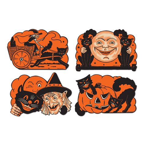 Vintage Orange And Black Halloween Cutouts Screamers Costumes