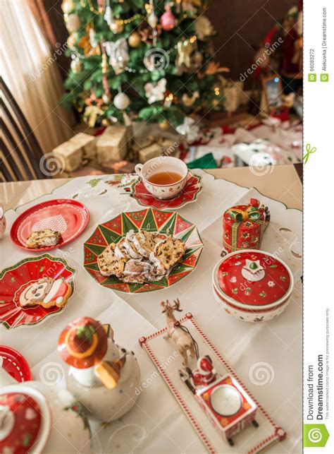 Christmas Tea Party stock photo. Image of fork, dessert  66083272