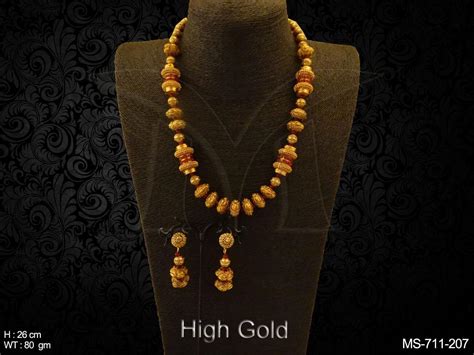 Gold Beads Ruby Green Mala Designer Jewellery Beaded Malas Manek