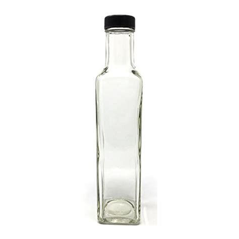 250 Ml 8 Oz Square Glass Bottle With Lids 12 Pack Marasca And Quadra Bottle