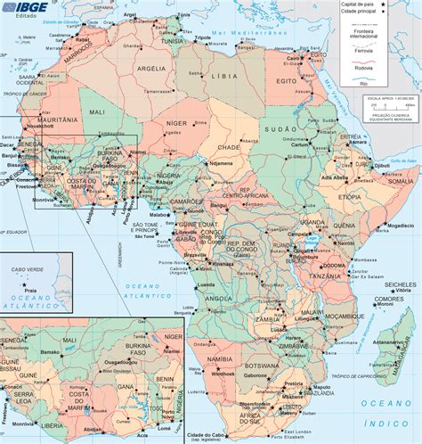 Países Da África E Capitais Localização Extensão População