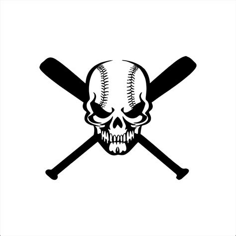 baseball skull and cross bats decal baseball skull sticker etsy