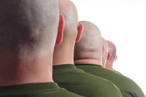 10 Army Shaved Head Completely Bald Army Soldier Stock Photos