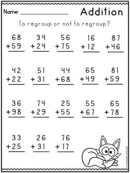 2 digit addition without regrouping worksheets google slides | distance learning. 2 Digit Addition and Subtraction With and Without Regrouping Worksheets