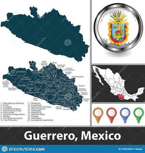 Location Of Guerrero On Map Mexico 3d Location Sign Of Guerrero